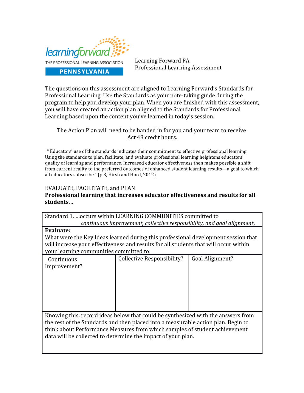 Professional Learning Assessment