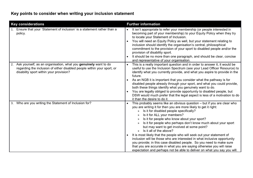 Key Points to Consider When Writing Your Inclusion Statement