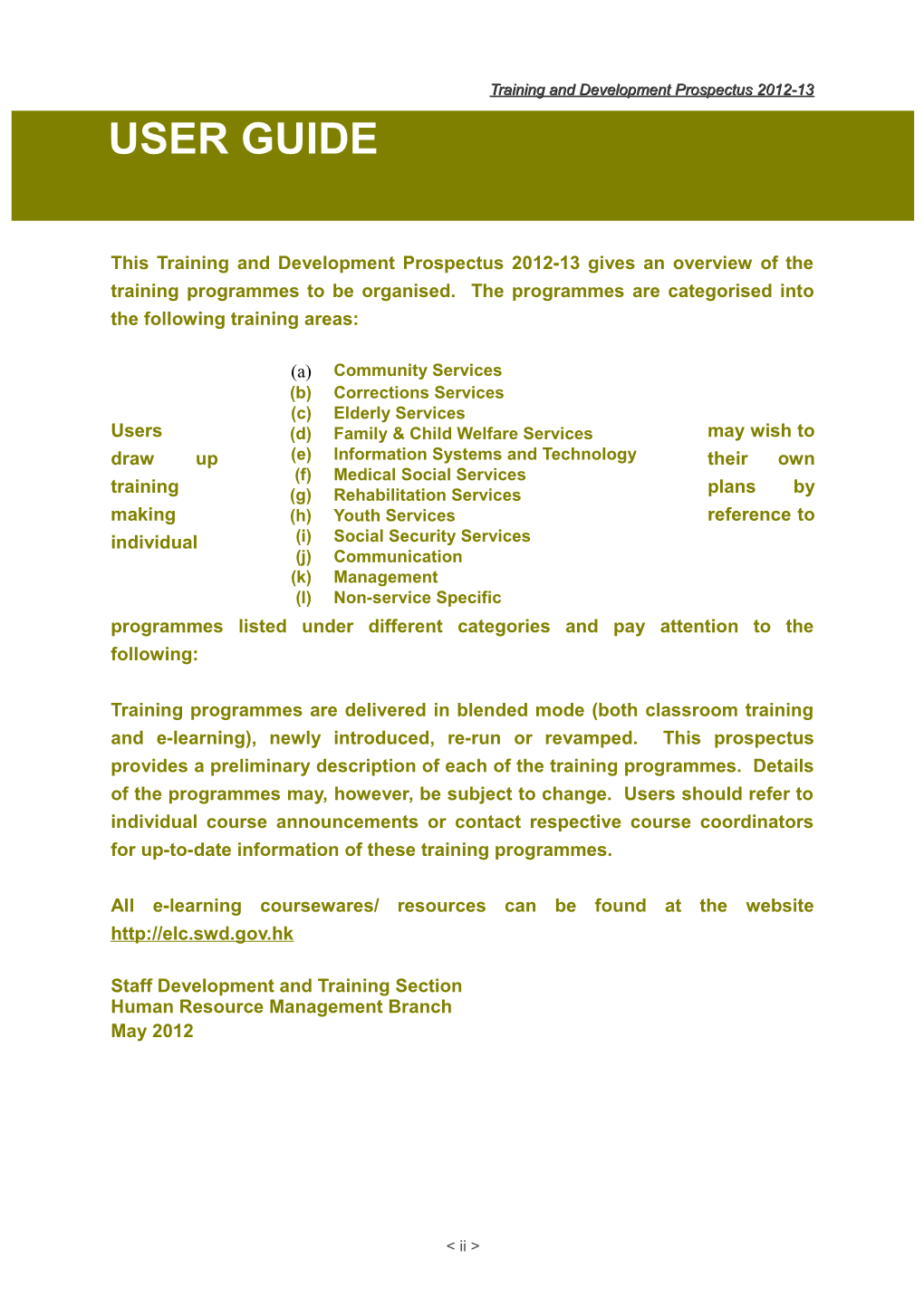 Training and Development Prospectus 2012-13
