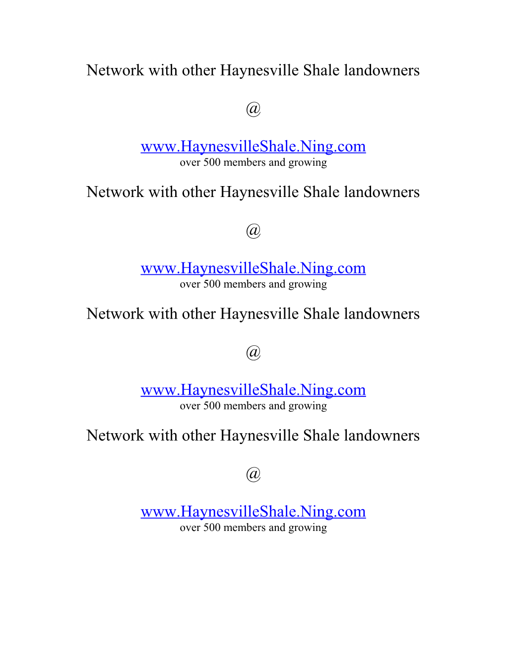 Network With Other Haynesville Shale Landowners