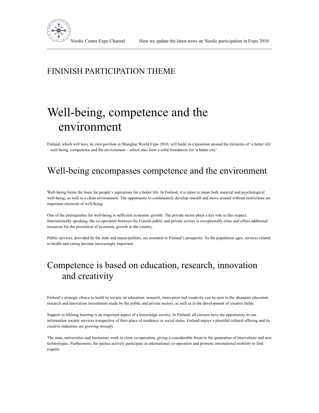 Well-Being, Competence and the Environment