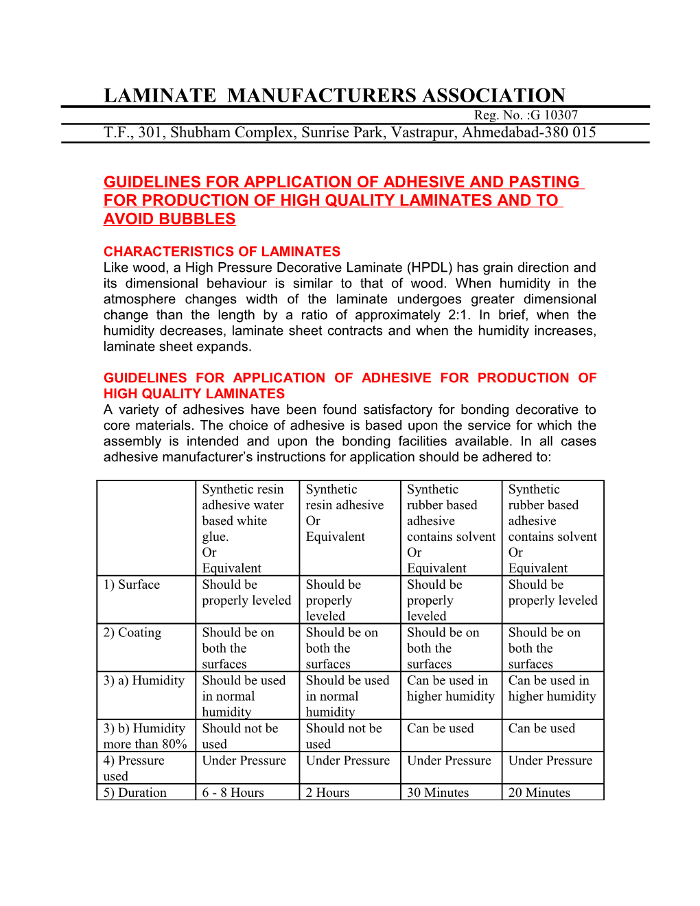 Laminate Mmanufacturers Association