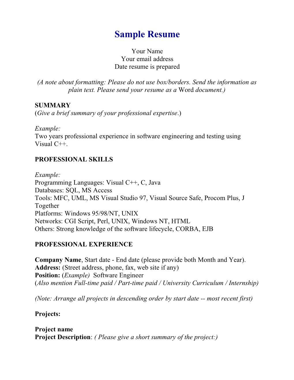 Sample Resume