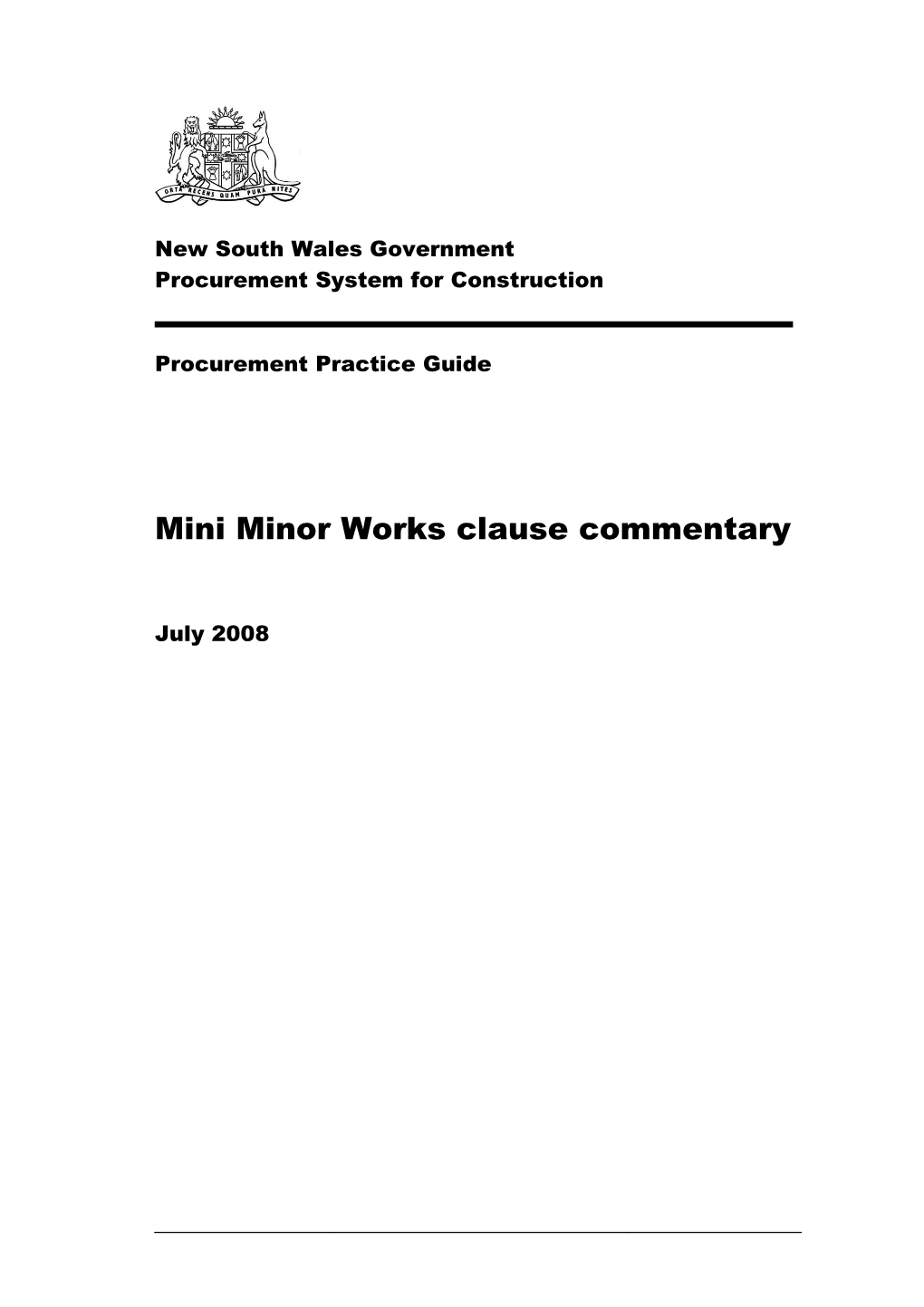 Mini Minor Works Clause Commentary