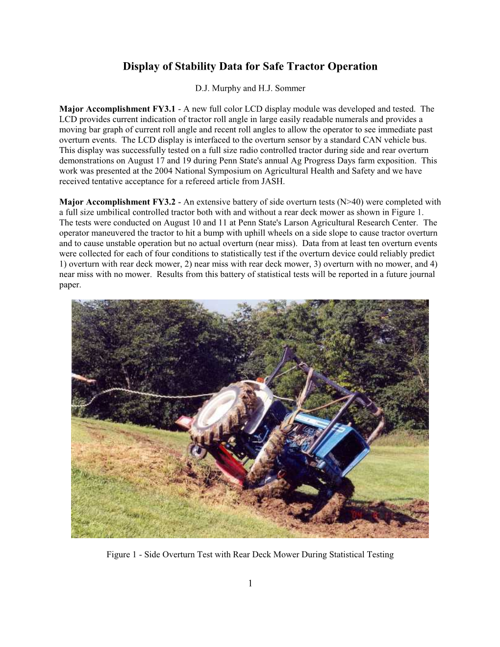 Display of Stability Data for Safe Tractor Operation