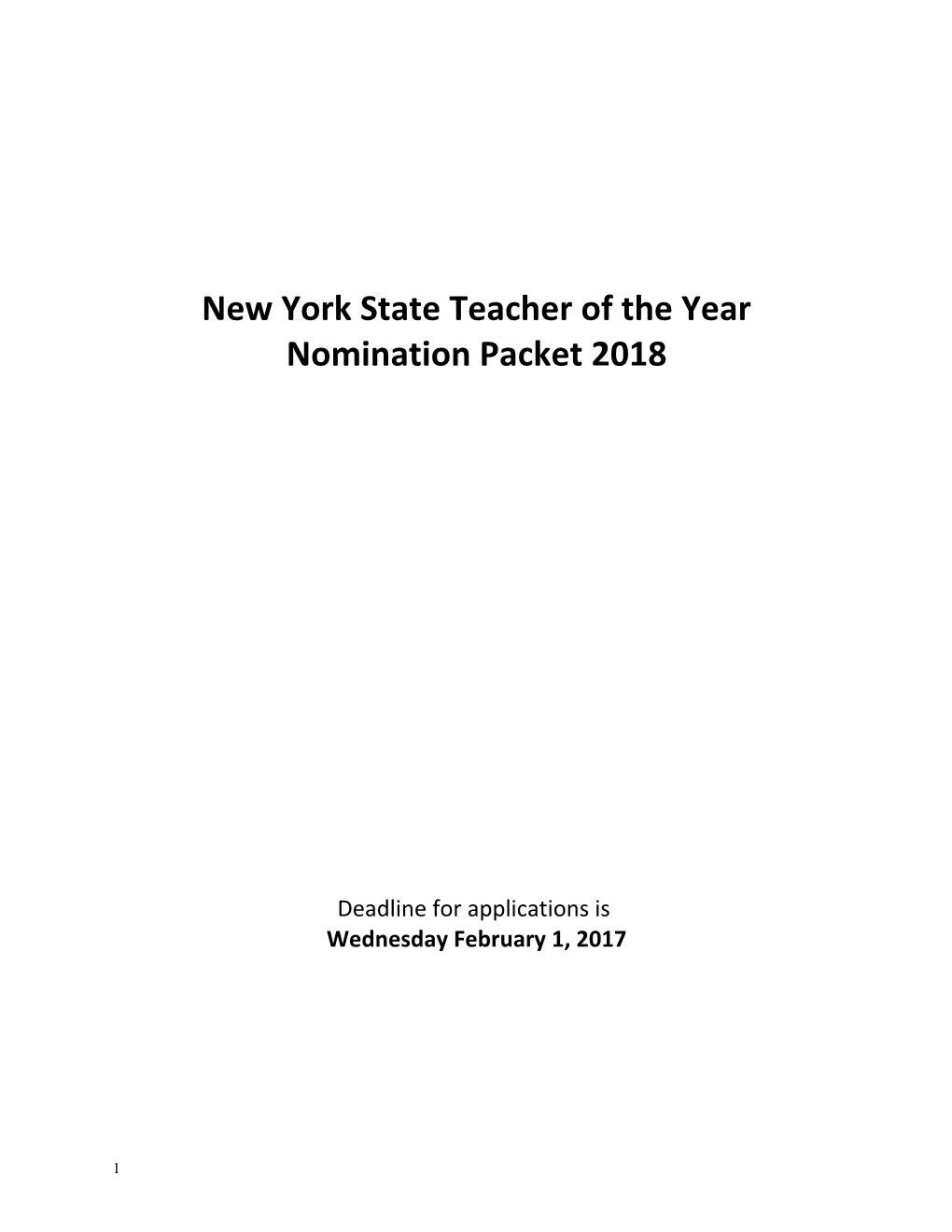 New York State Teacher Of The Year Nomination Packet 2015