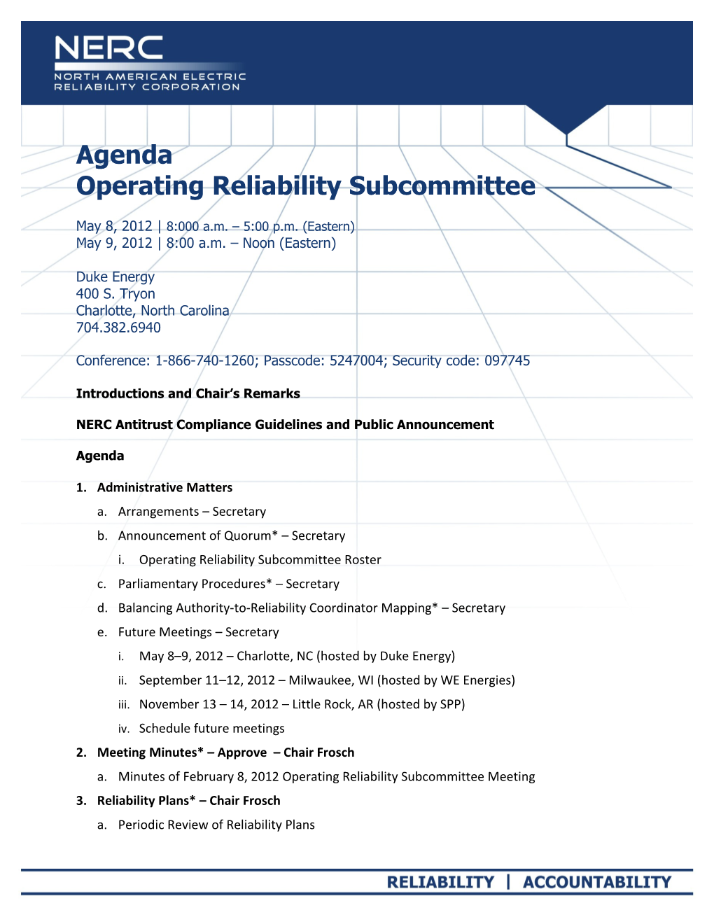 Operating Reliability Subcommittee