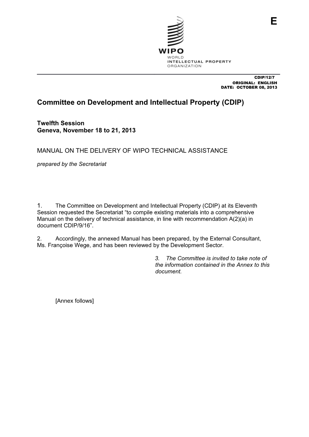 Committee on Development and Intellectual Property (CDIP) s4