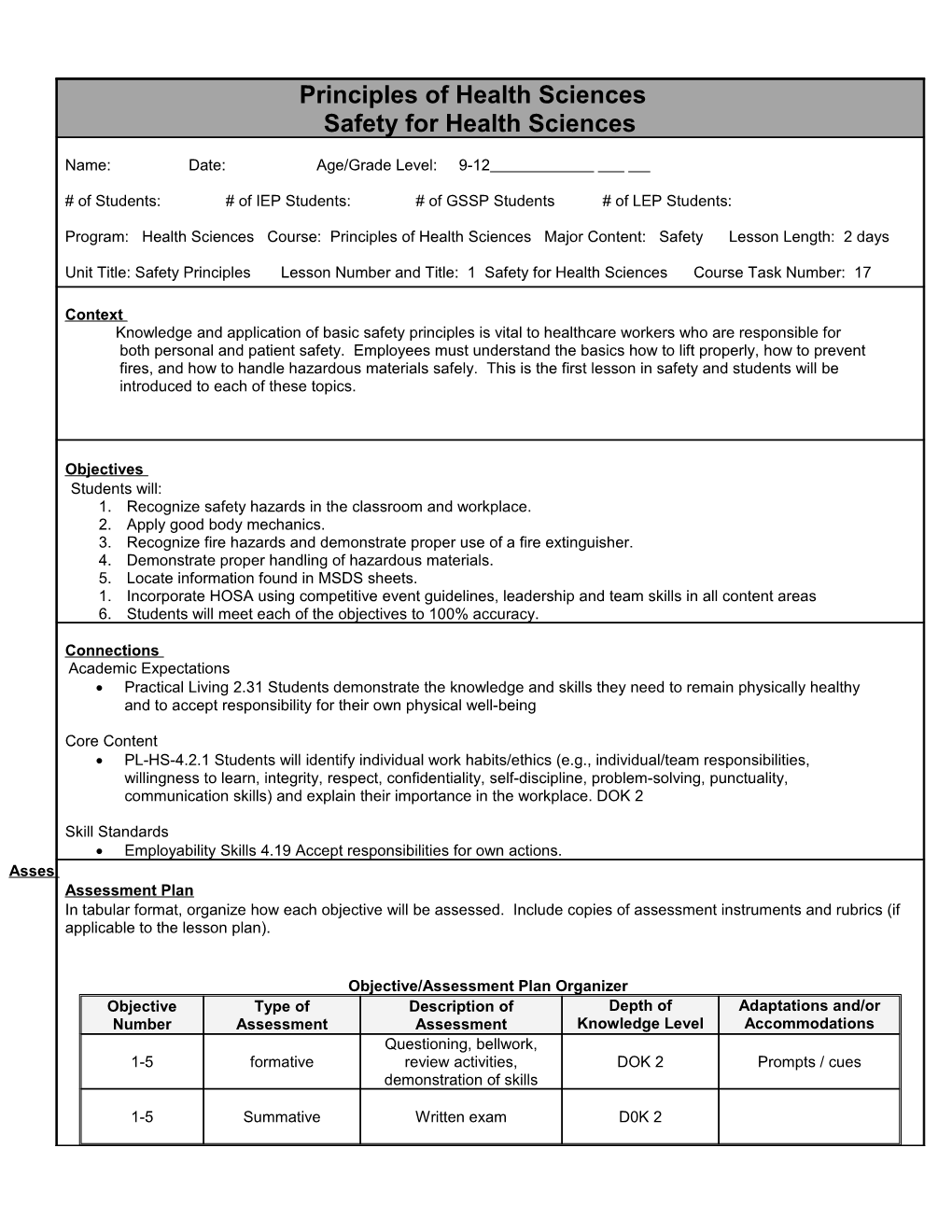 KTIP Lesson/Unit Plan Format