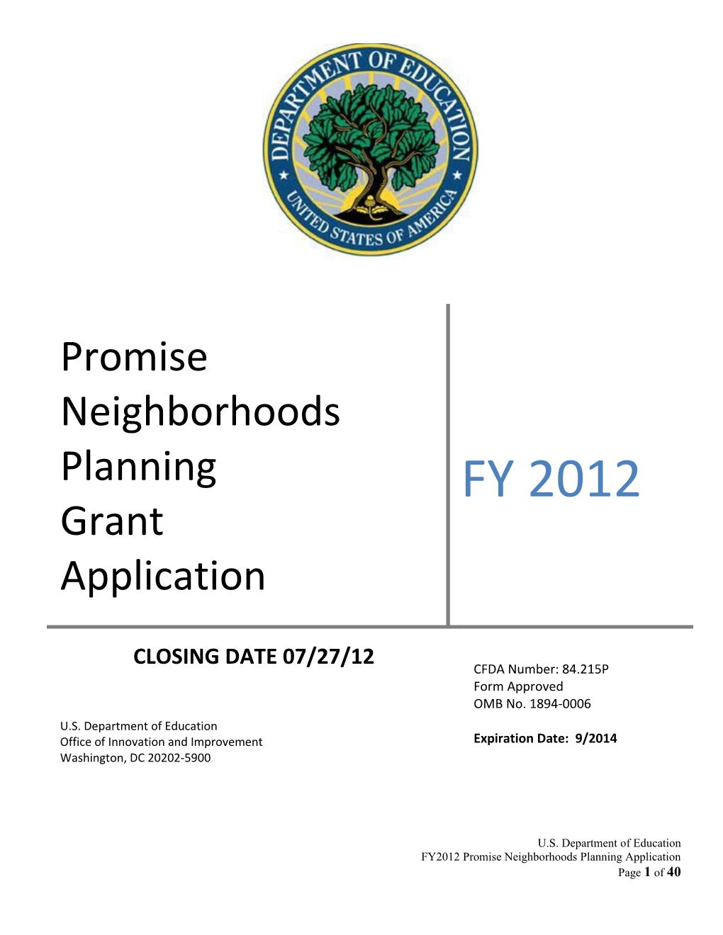Promise Neighborhoods Grant Application (MS Word)