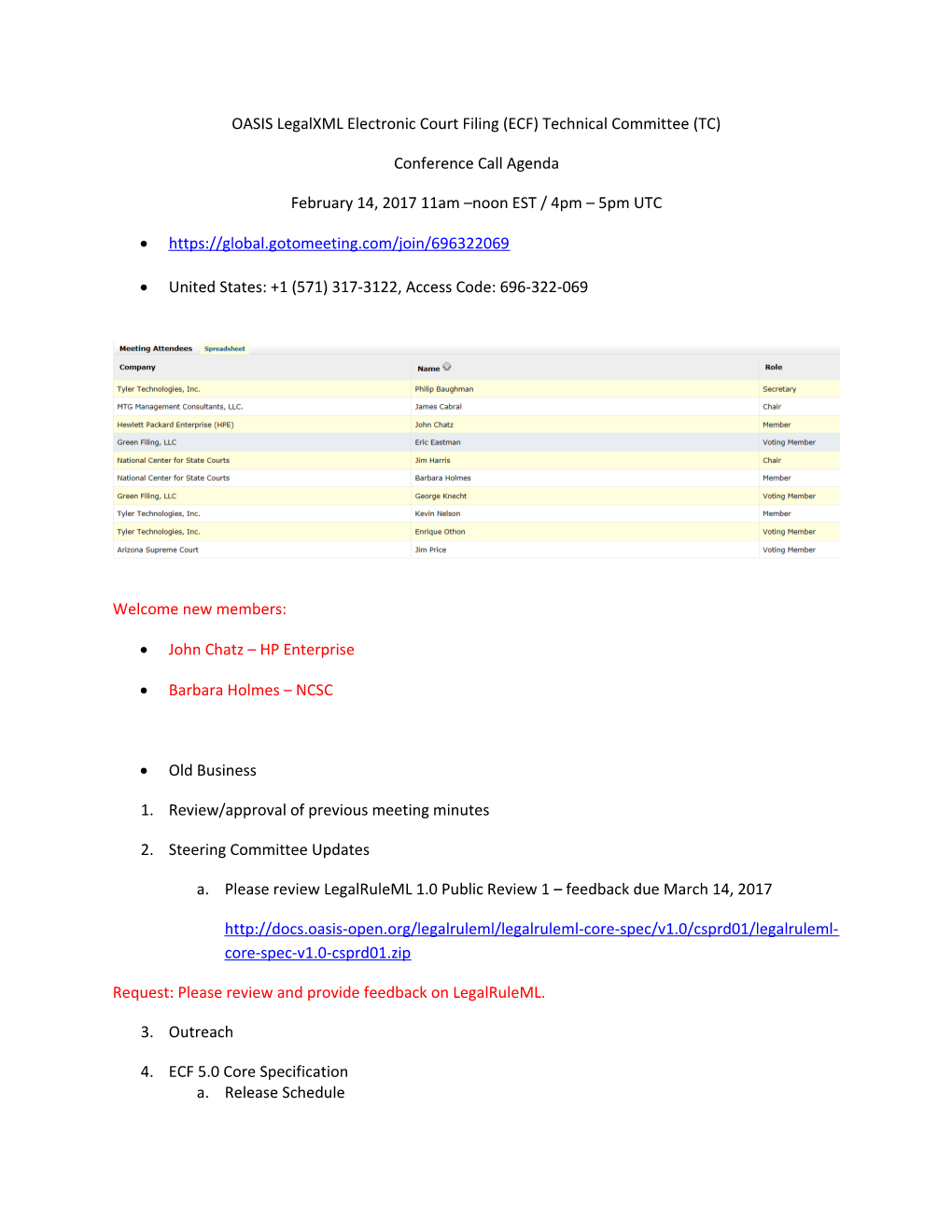 OASIS Legalxml Electronic Court Filing (ECF) Technical Committee (TC) s1