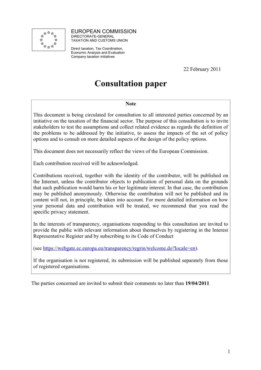 Consultation Paper