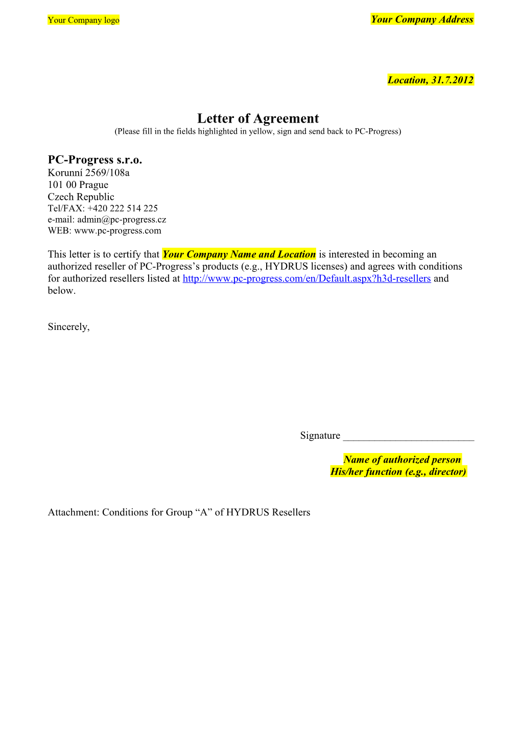 Letter of Agreement s10