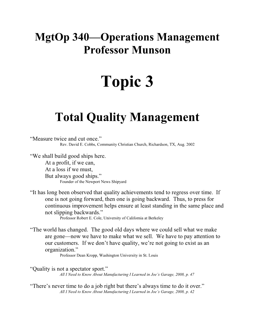 Mgtop 340 Operations Management