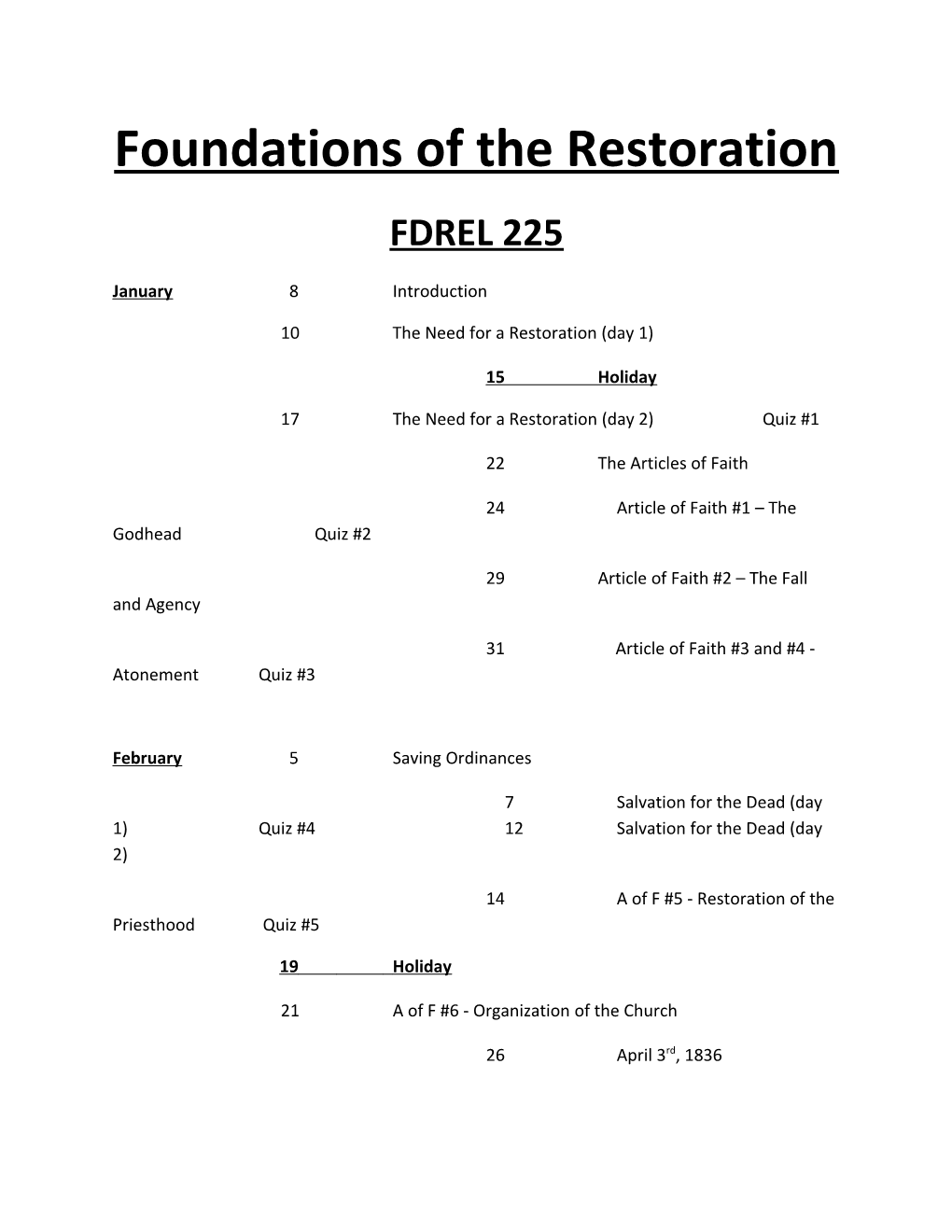 Foundations of the Restoration