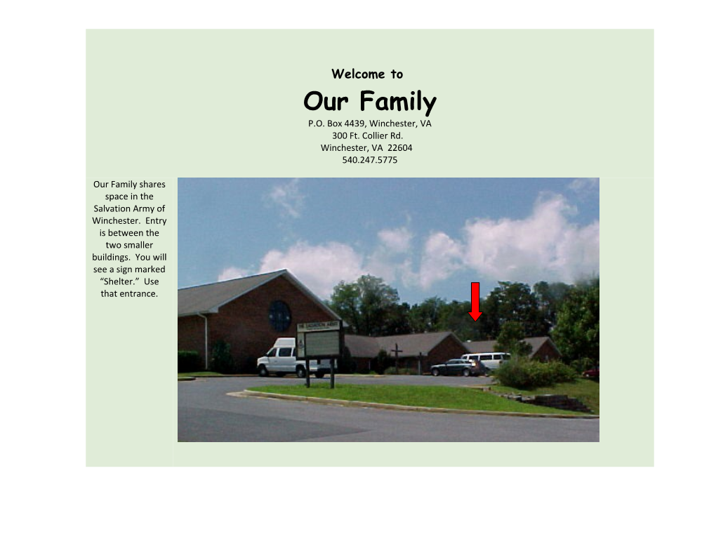 Local Landmarks: Salvation Army Center, 300 Ft. Collier Rd. Winchester, VA 22603