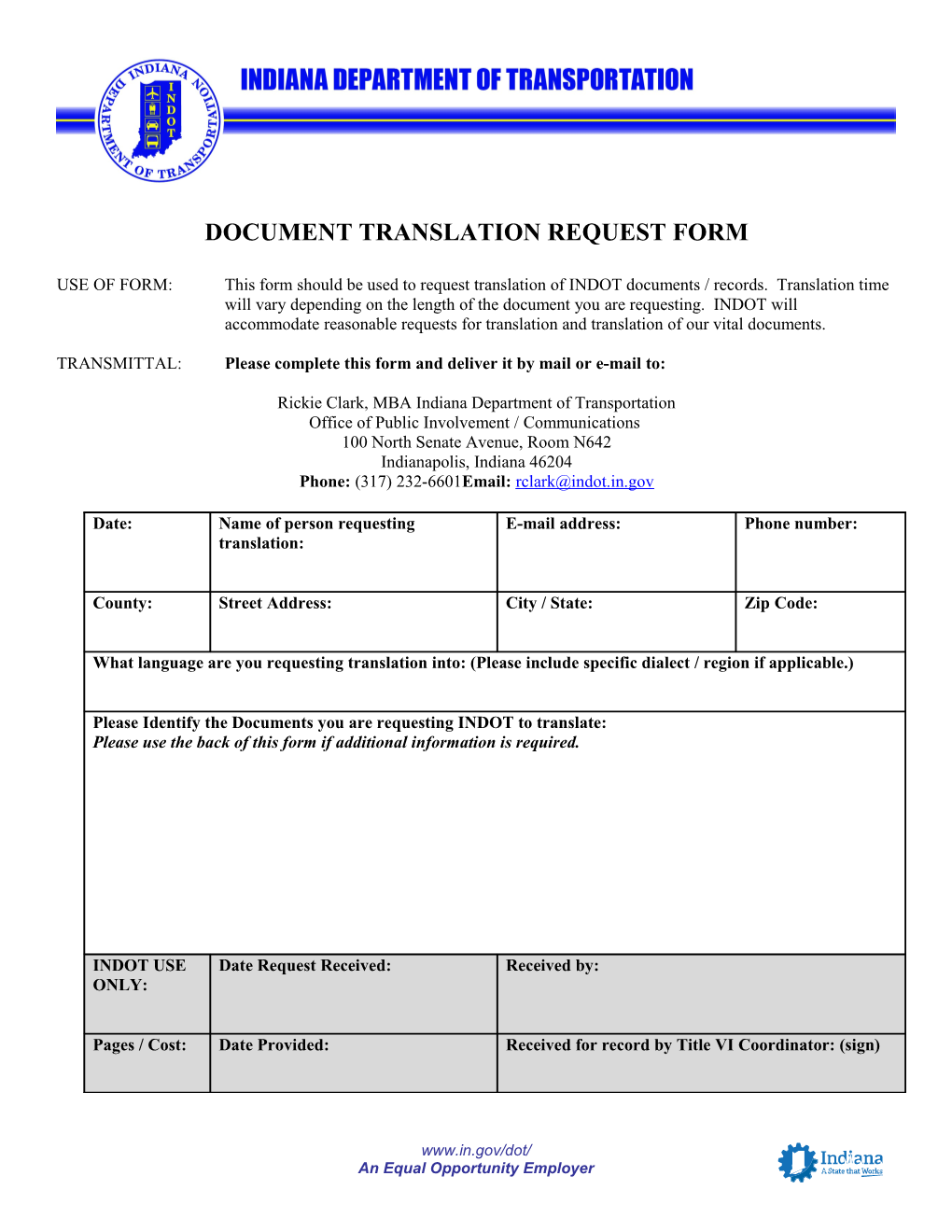Document Translation Request Form
