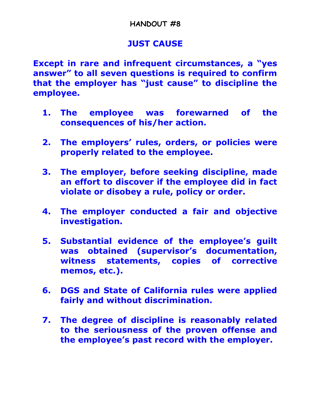 1. the Employee Was Forewarned of the Consequences of His/Her Action