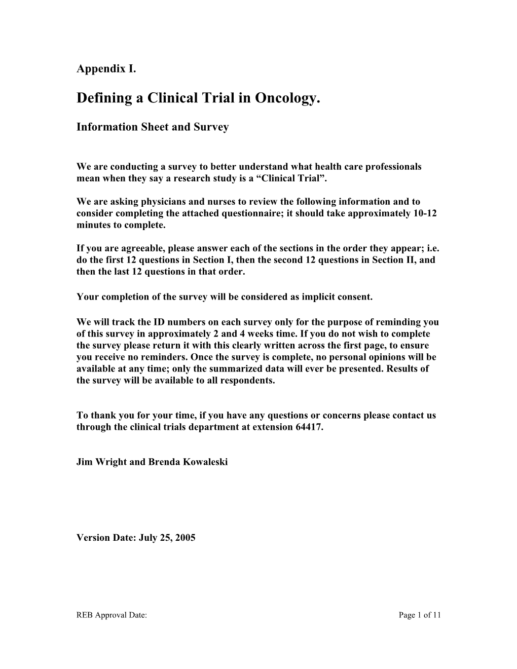 Defining a Clinical Trial in Oncology