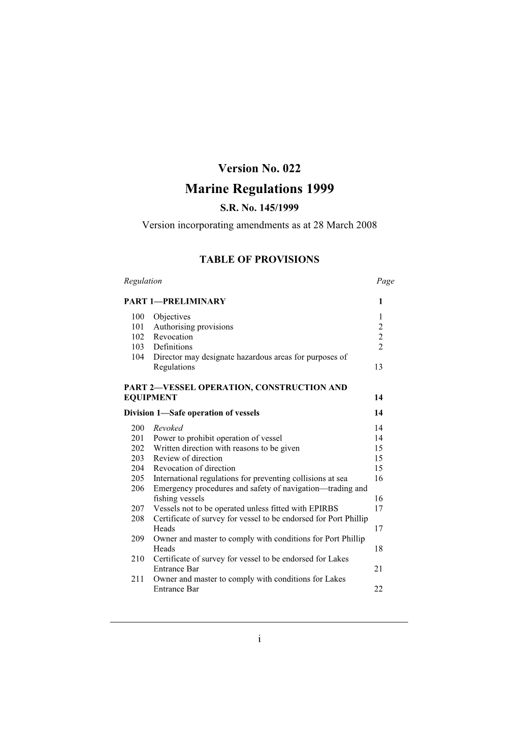 Version Incorporating Amendments As at 28 March 2008