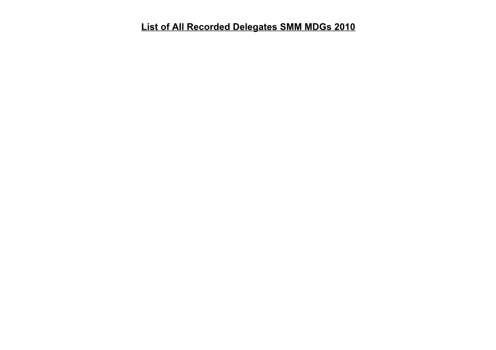 List of All Delegates SMM Mdgs 2010