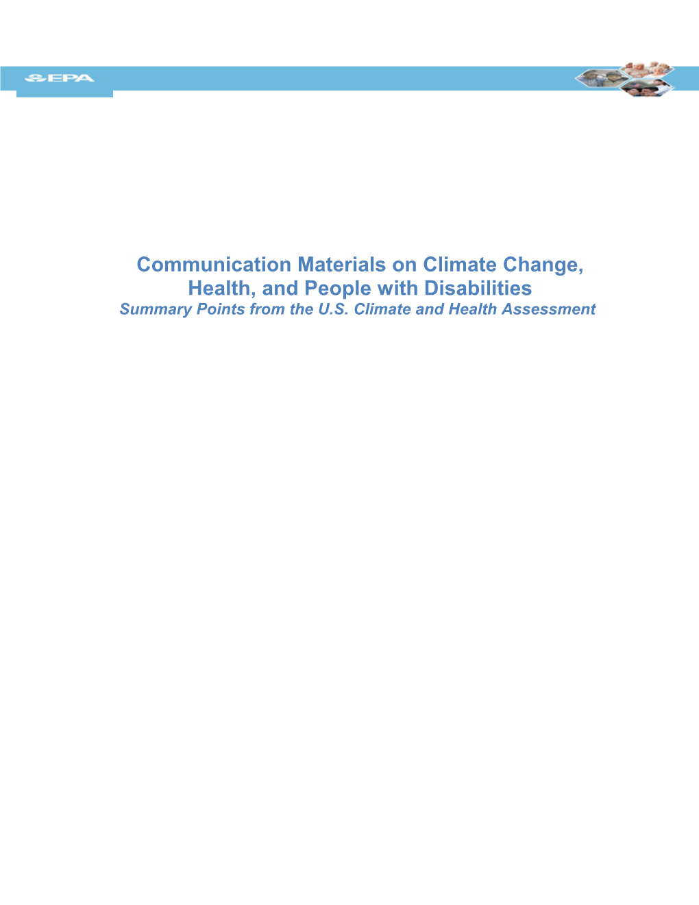 Communication Materials on Climate Change, Health, and People with Disabilities