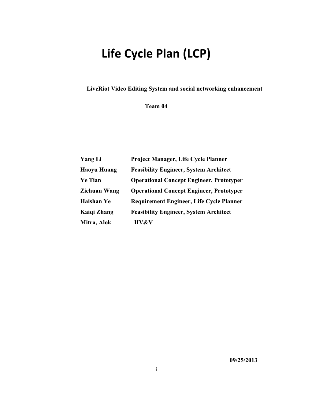 Life Cycle Plan (LCP) s3