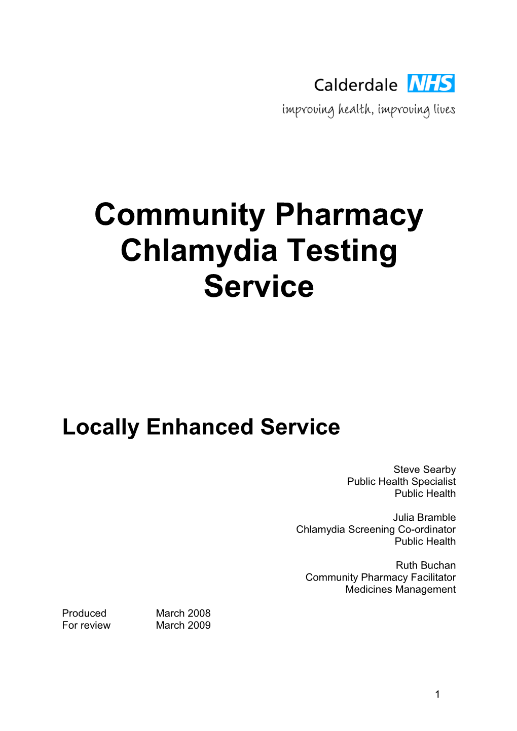 Community Pharmacy Chlamydia Testing Service