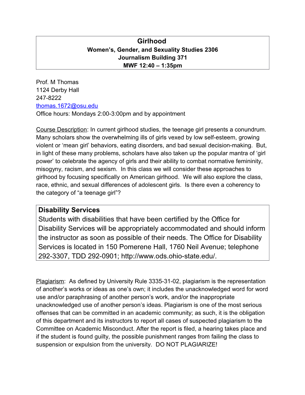 Women S, Gender, and Sexuality Studies 2306