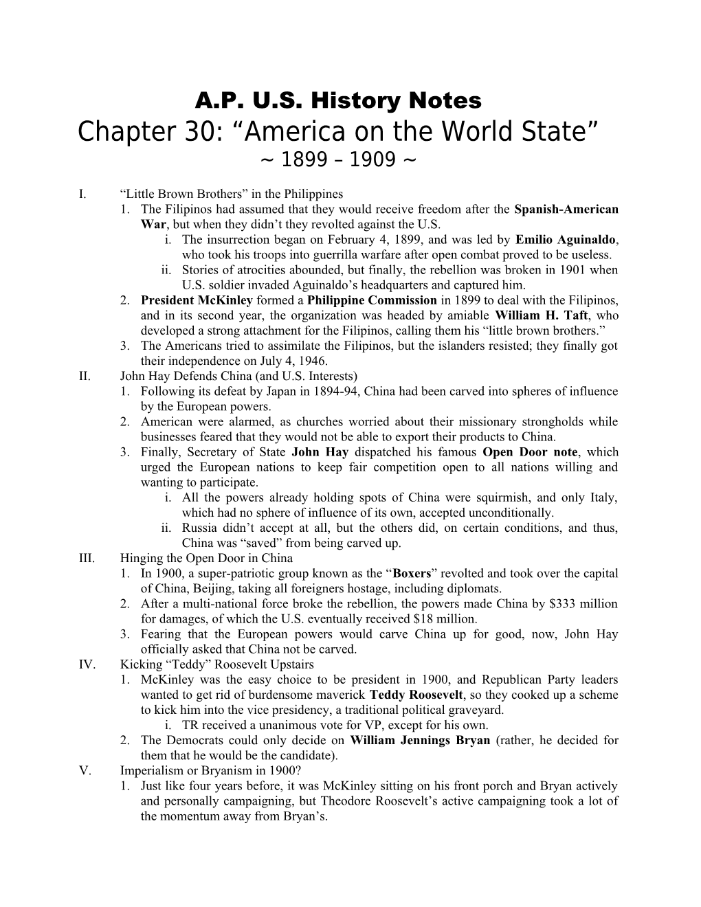 Chapter 30: America on the World State