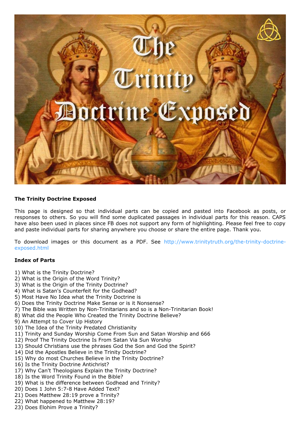 The Trinity Doctrine Exposed