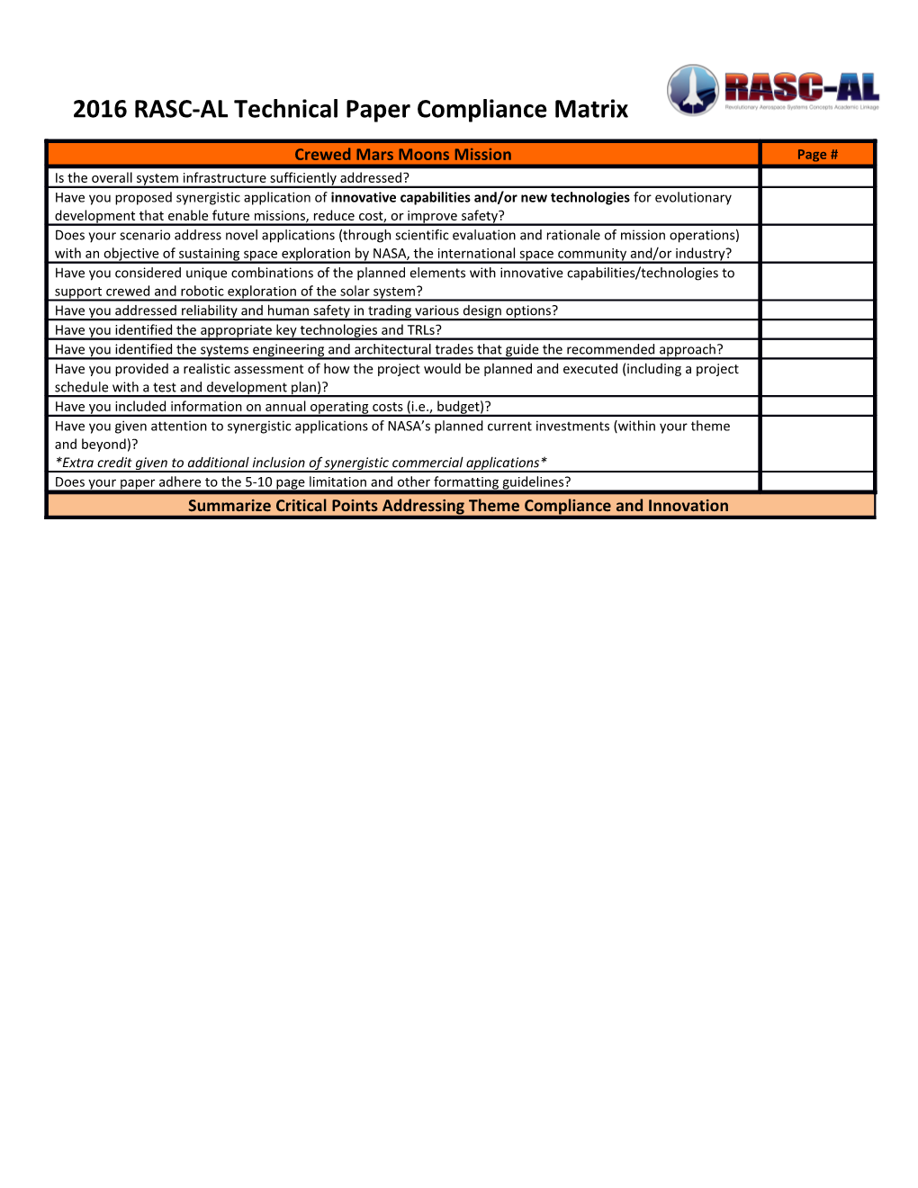 2016 RASC-AL Technical Papercompliance Matrix