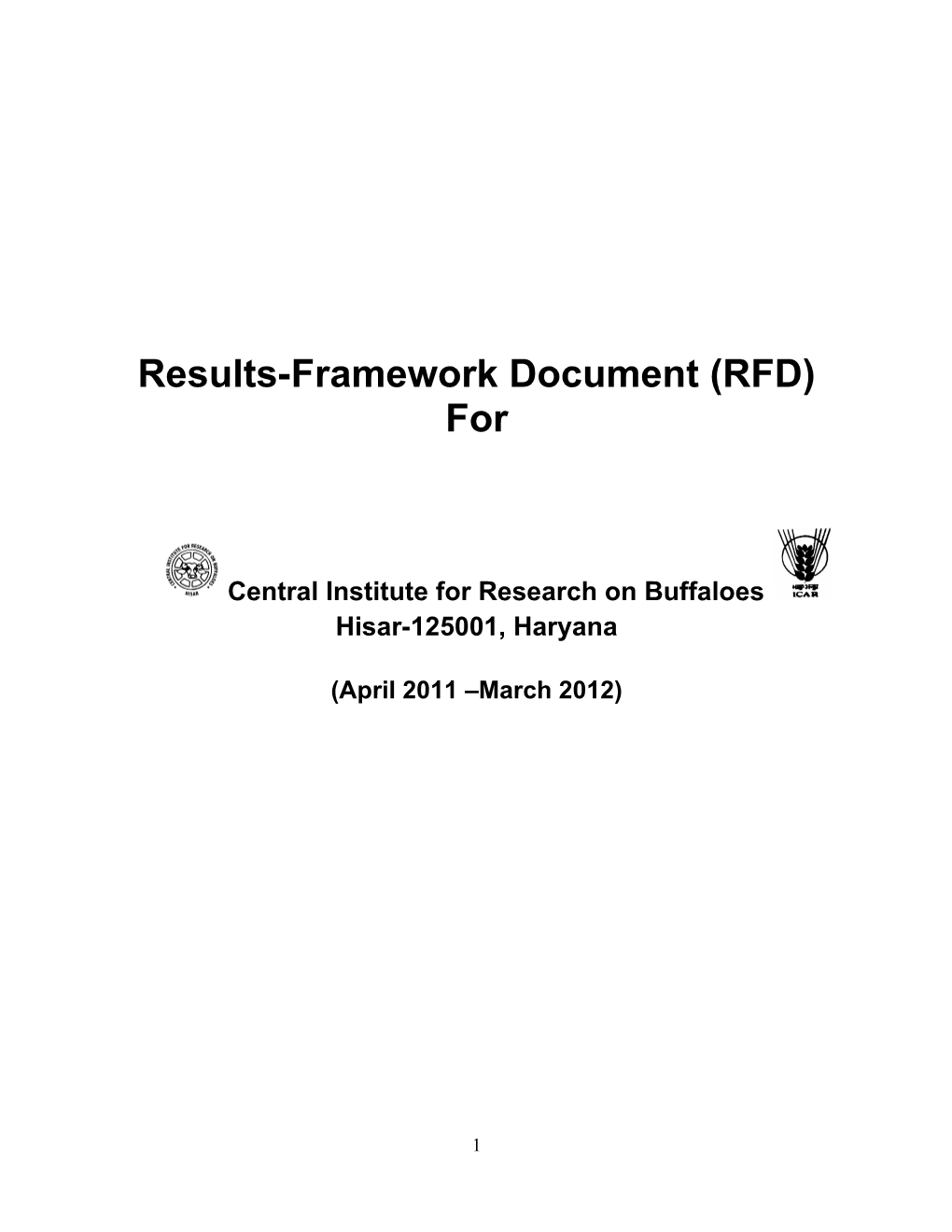 Results Framework Document (RFD)