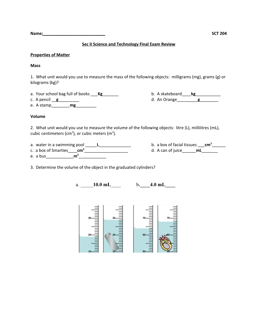 Sec II Science and Technology Final Exam Review