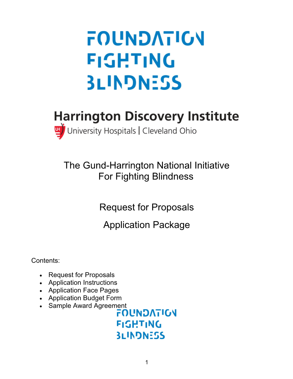 The Gund-Harrington National Initiative for Fighting Blindness 2016 Request for Proposals
