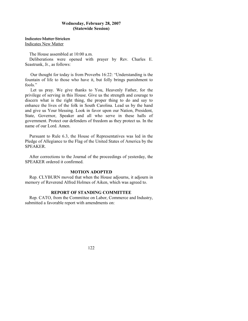 House Journal for Feb. 28, 2007 - South Carolina Legislature Online