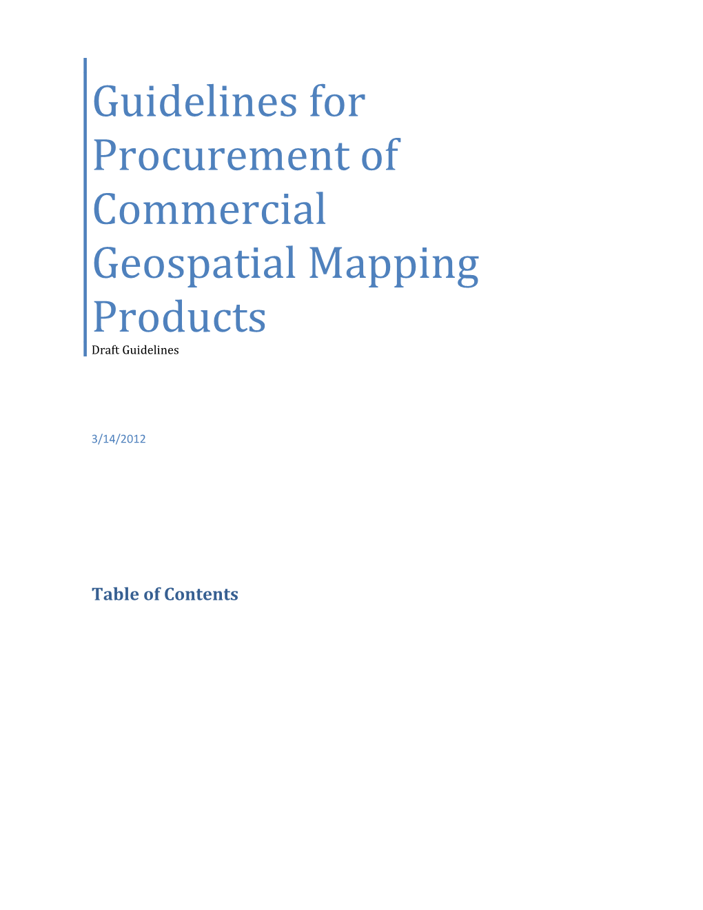 Guidelines for Procurement of Commercial Geospatial Mapping Products