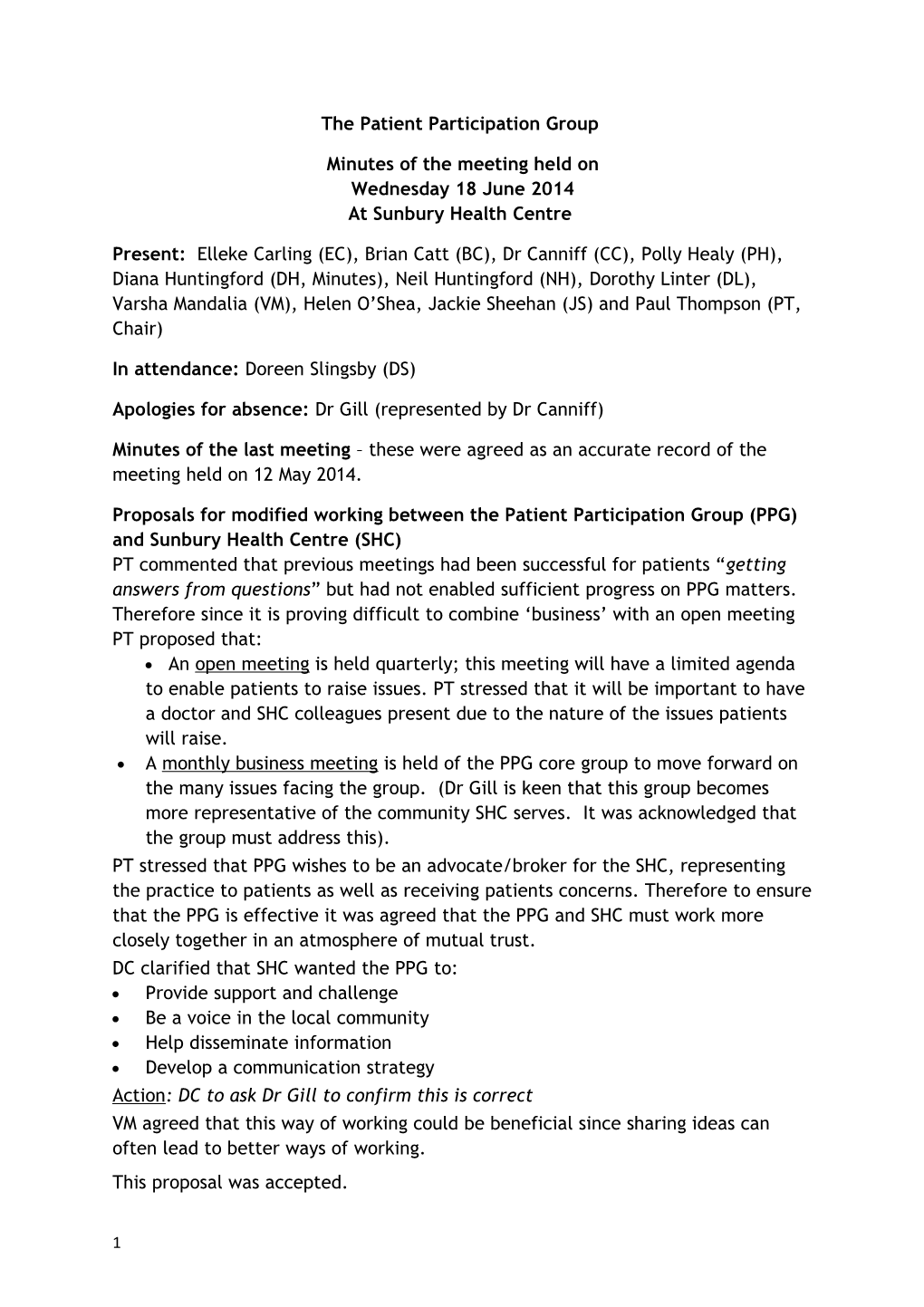 The Patient Participation Group (PPG)