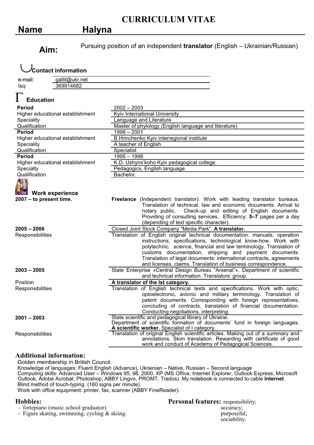 Curriculum Vitae s560