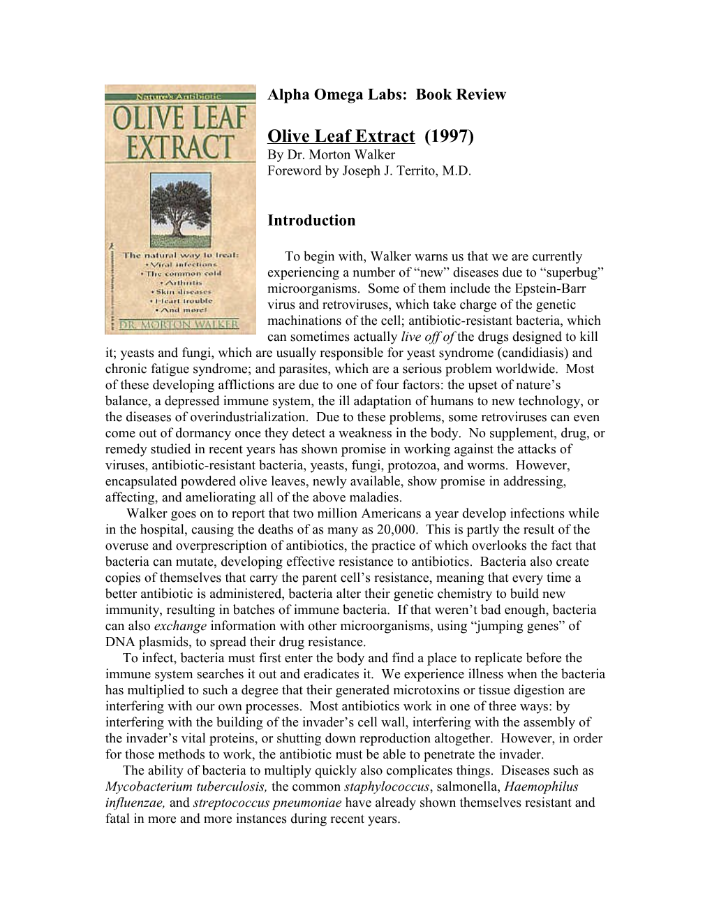 Olive Leaf Extract: Nature’S Antibiotic (1997)