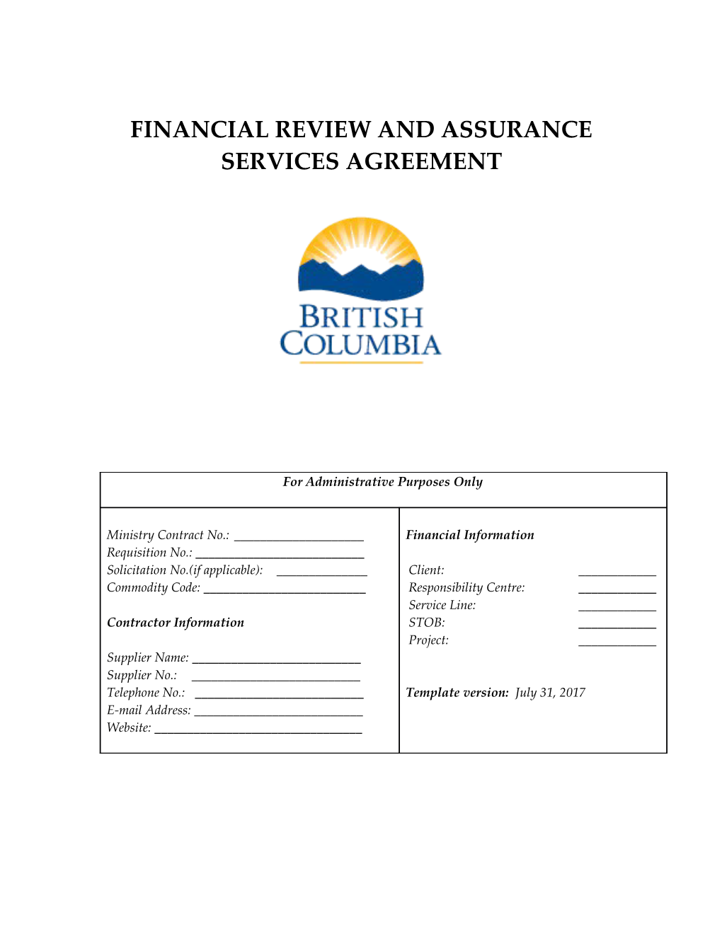 Financial Review and Assurance Servicesagreement
