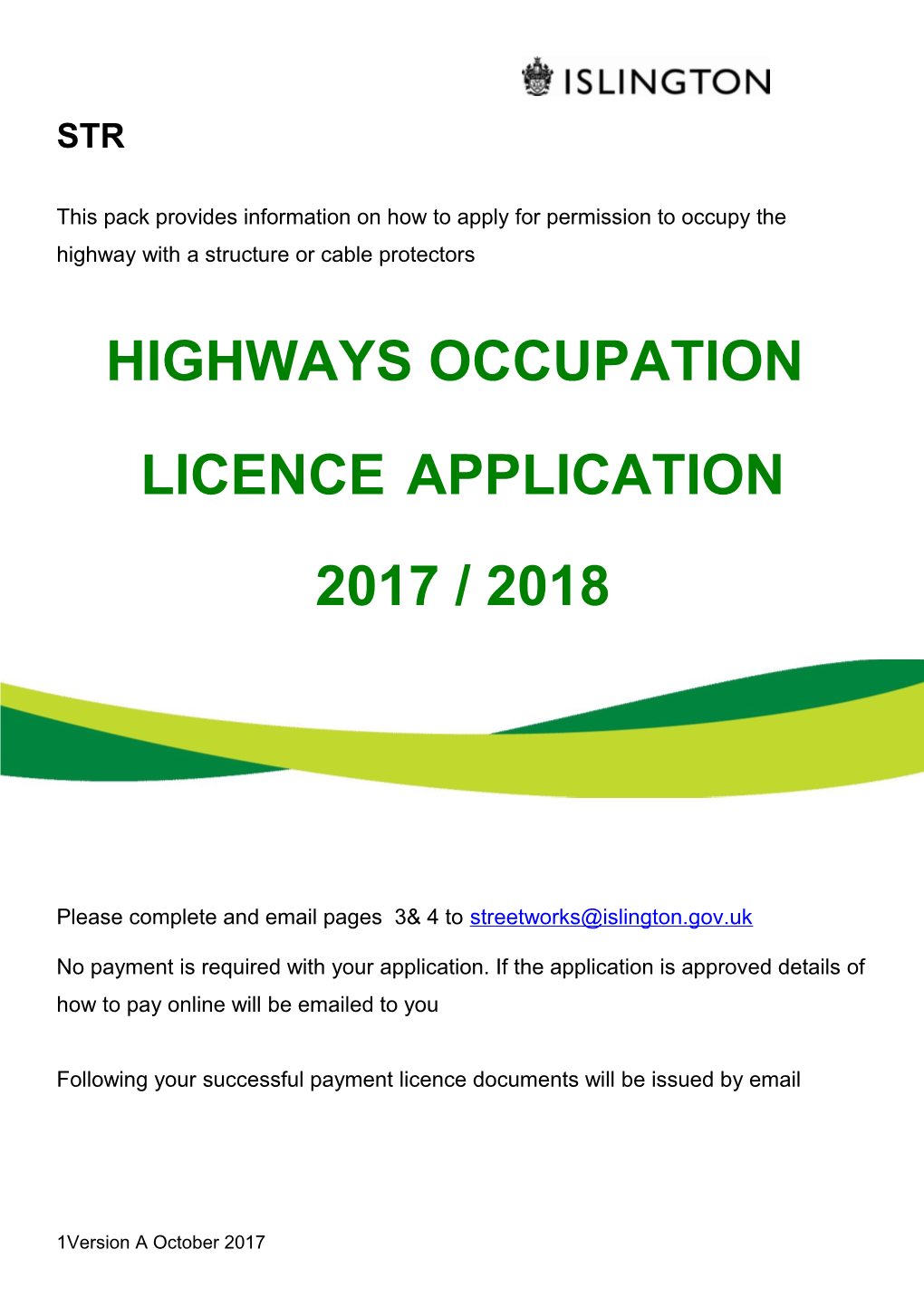 Highways Licence Application