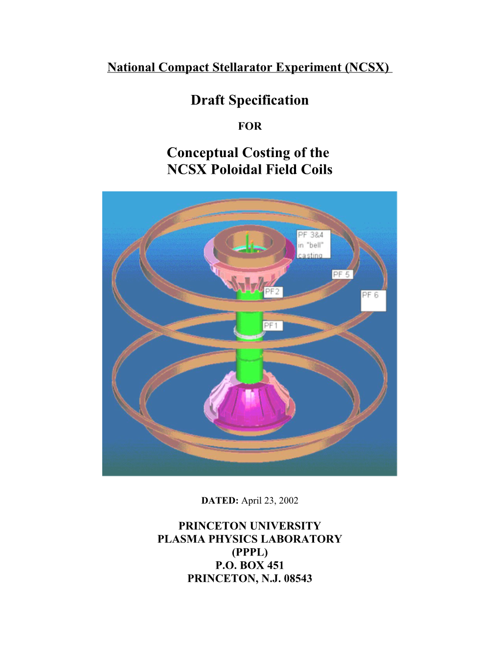 NCSX PF Coil Spec