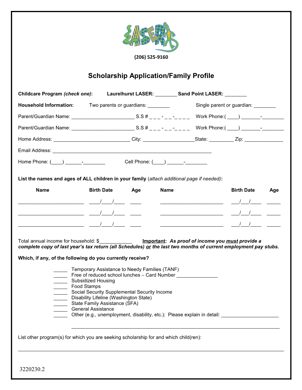 Scholarship Application/Family Profile