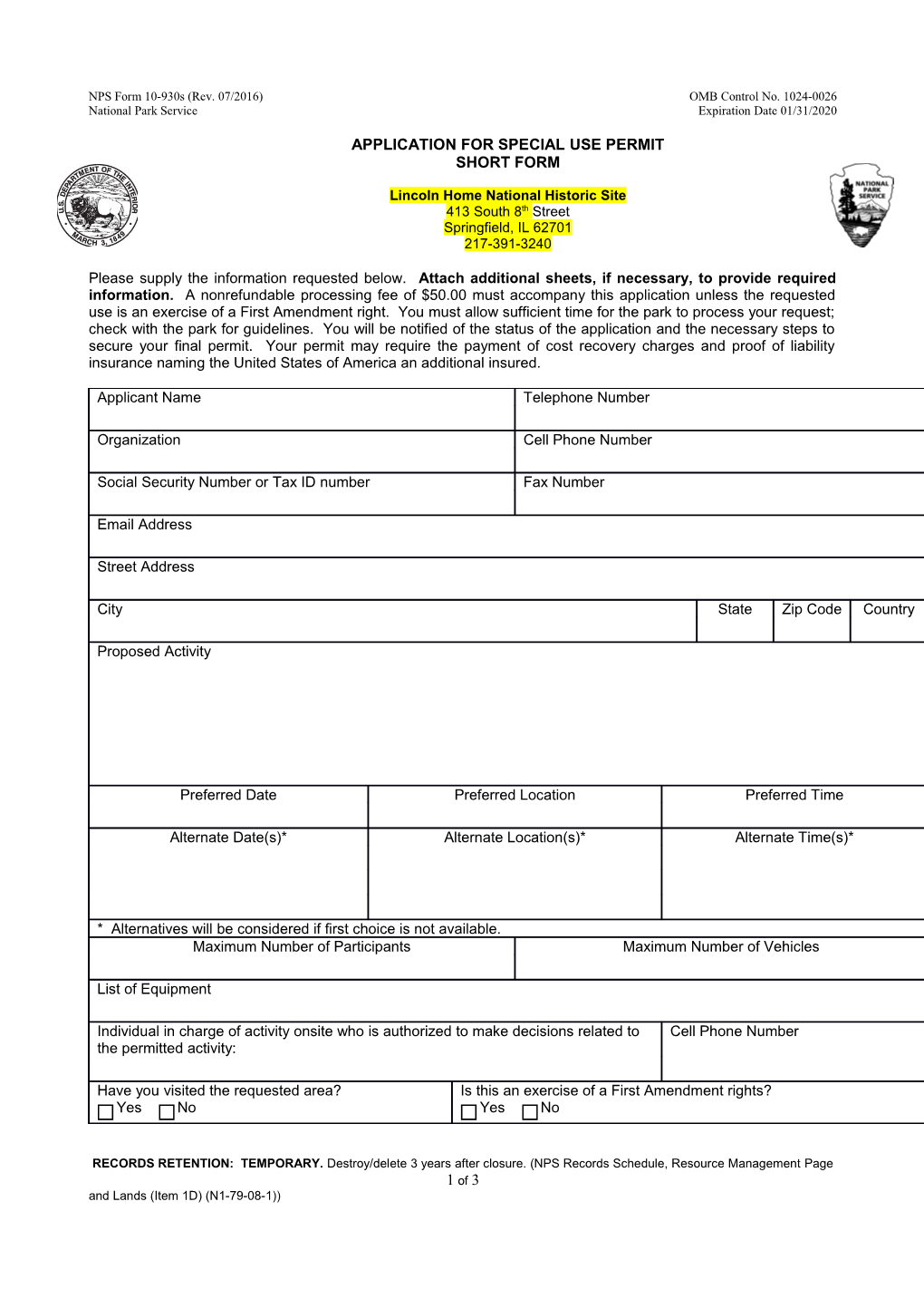 NPS Form 10-930S (Rev. 07/2016) OMB Control No. 1024-0026 s2