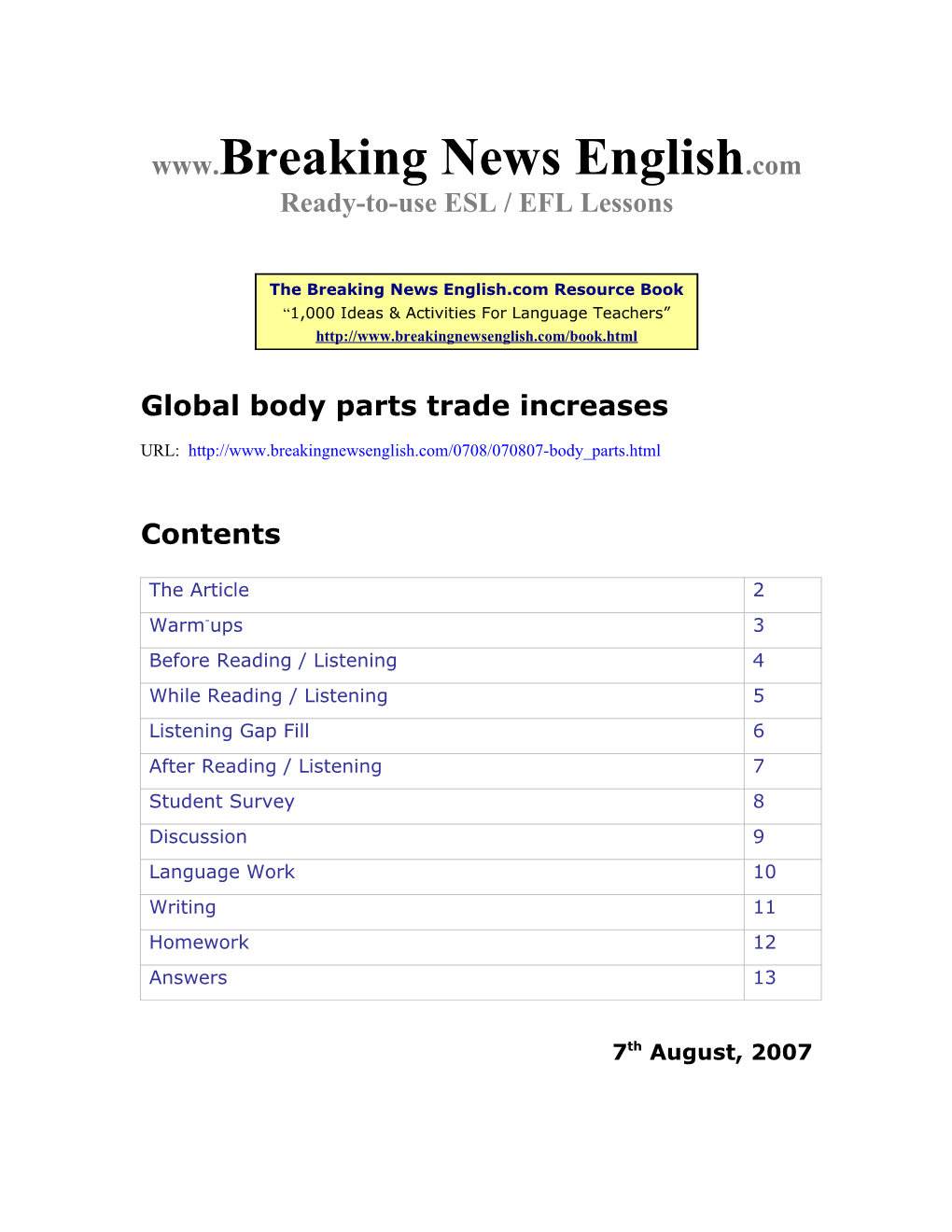 Global Body Parts Trade Increases