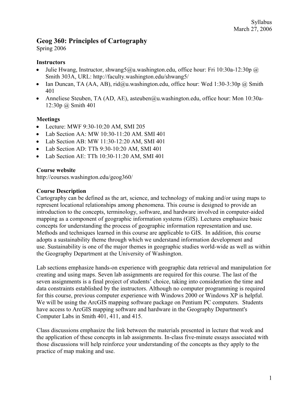 Geog 360: Principles of Cartography