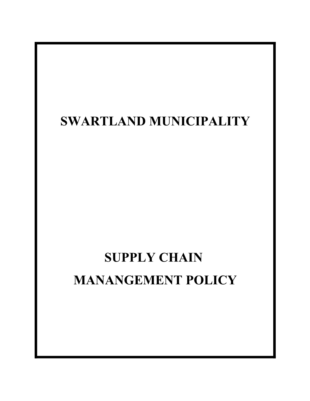 Local Government: Municipal Finance Management Act, 2003