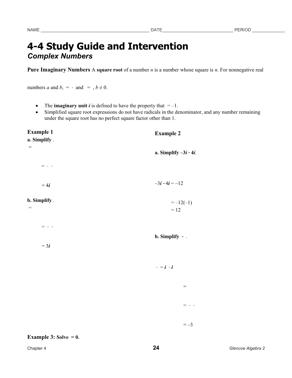 4-4 Study Guide and Intervention