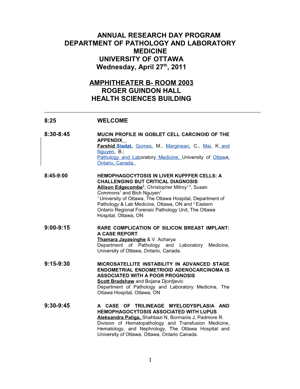 Annual Research Day Program